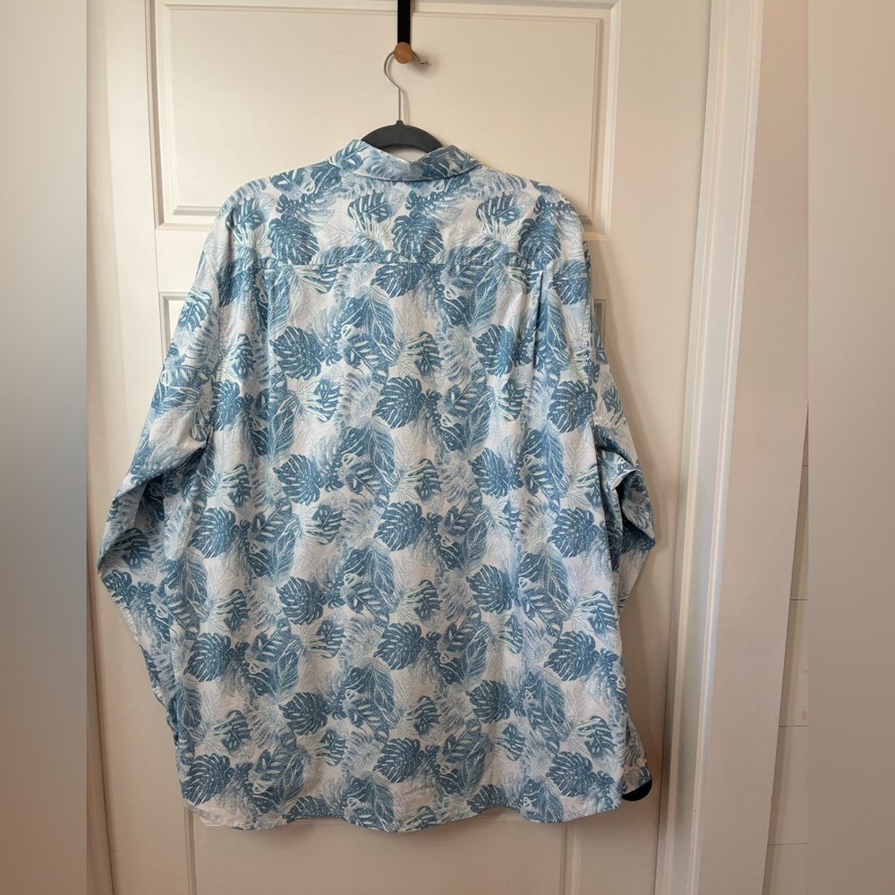Tommy Bahama 2XL Blue Leaf Long Sleeve Button Front Shirt NWTW lightweight - Picture 3 of 8